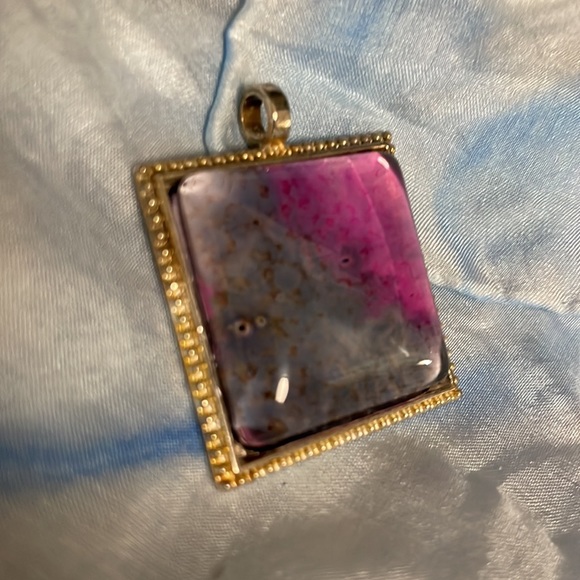Handmade Jewelry Square Silvertone Setting w Alcohol Ink Art Under Domed Glass - Picture 3 of 3